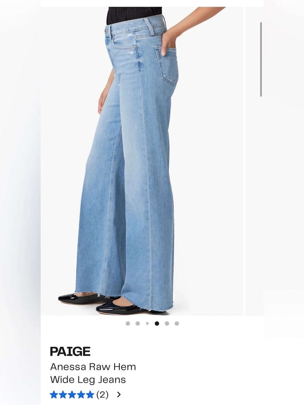 PAIGE Light Blue Raw-Hem Wide Leg Jeans - Picture 3 of 16